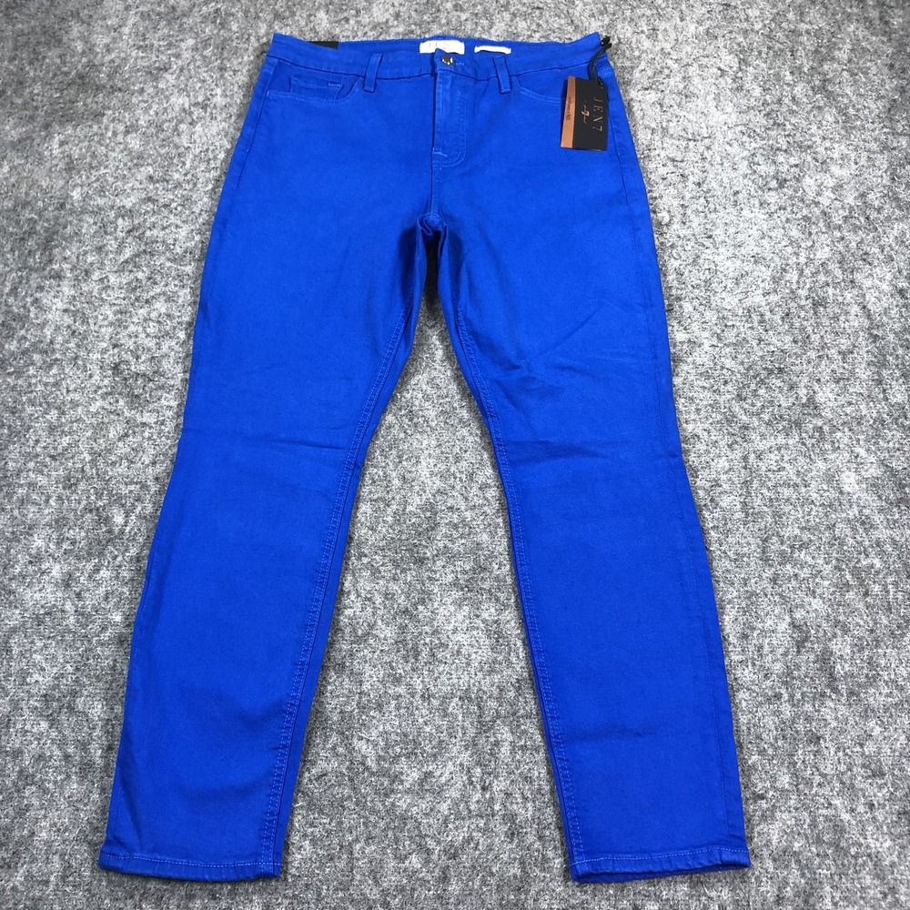 JEN7 Jeans Womens 10 Cobalt Blue Mid Rise Ankle Skinny Stretch Denim Pants
